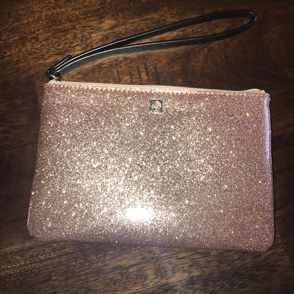 Glittery Peach Kate Spade Wristlet