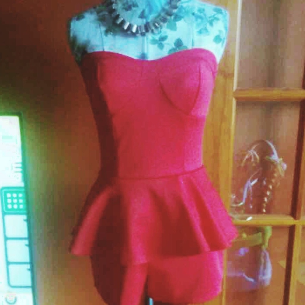 Red Romper peplum playsuit