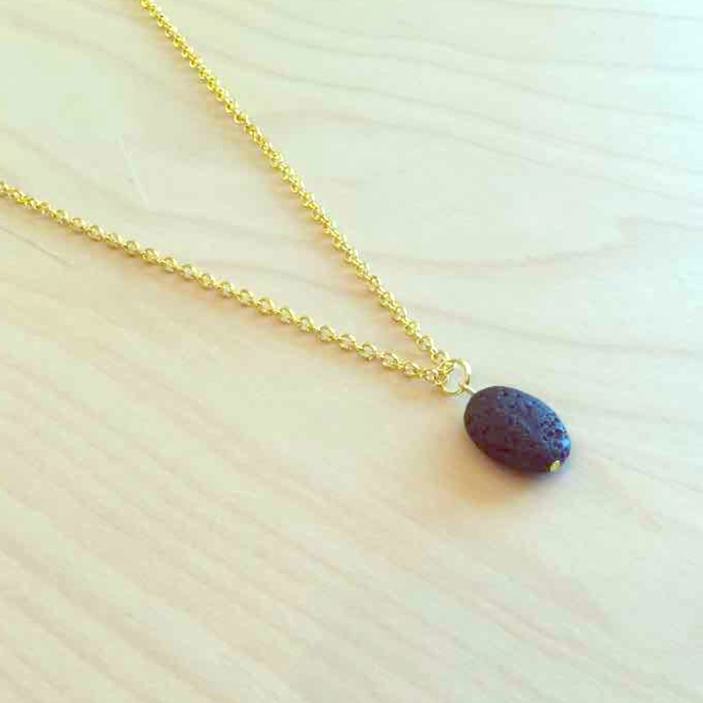 New Oval Black Lava Necklace -Essential Oil