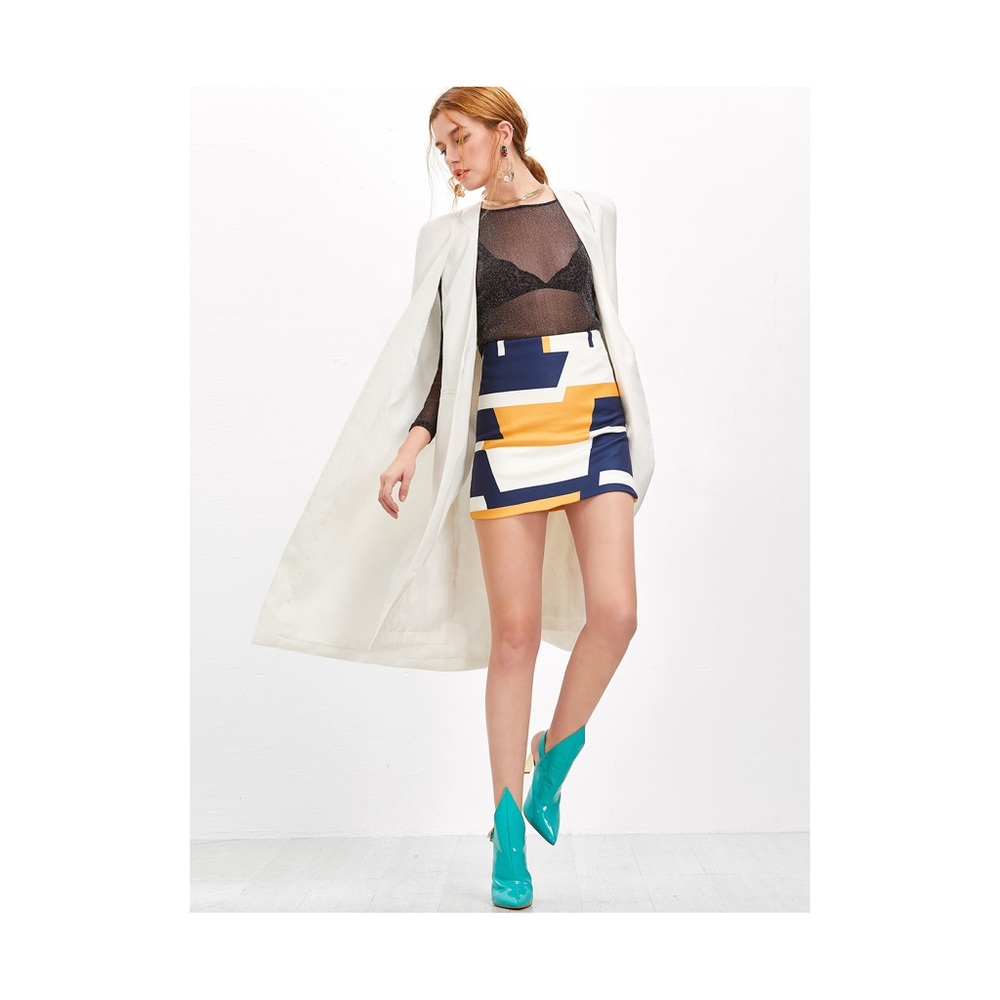 Long White Open Front Cape Blazer