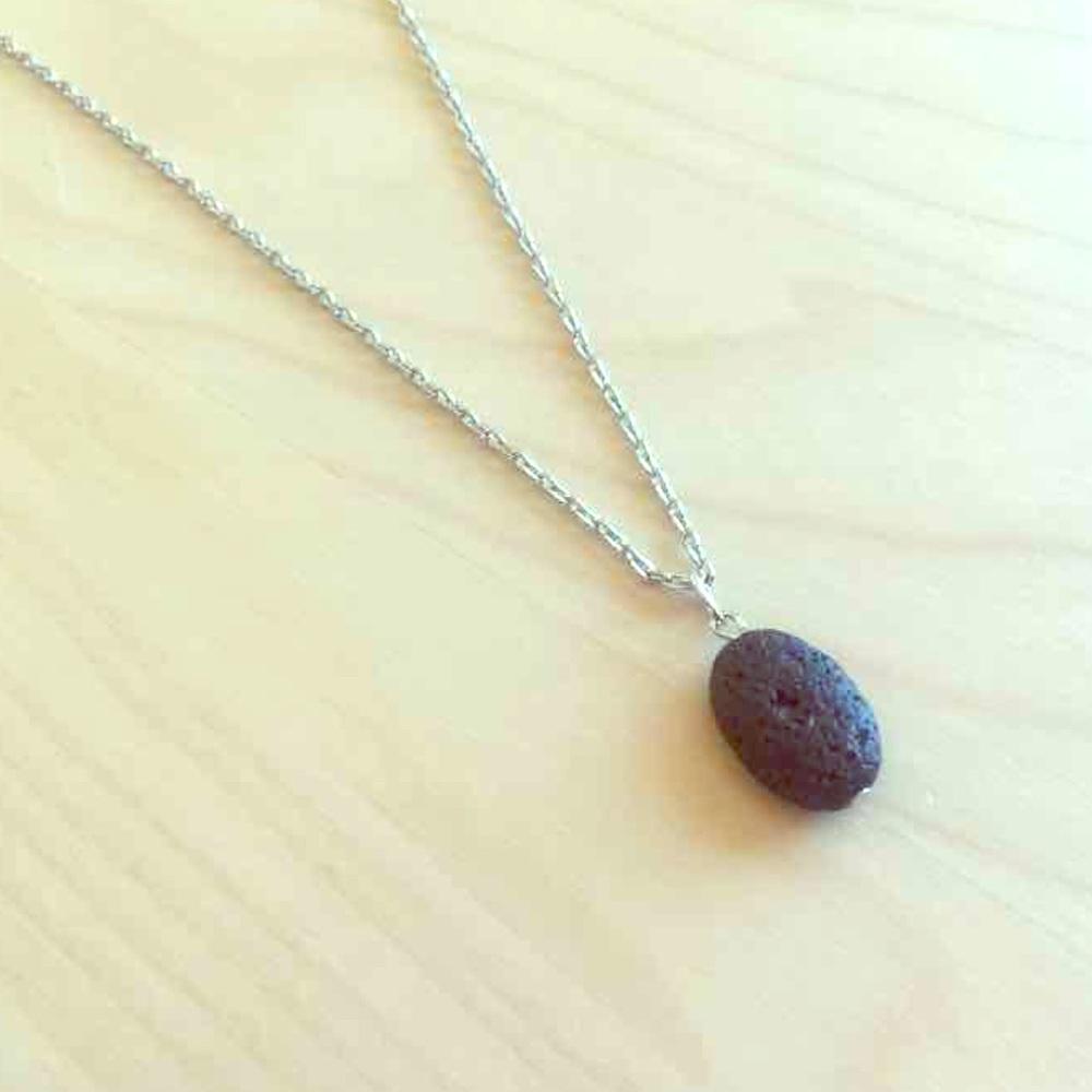 New Oval Black Lava Necklace -Essential Oil