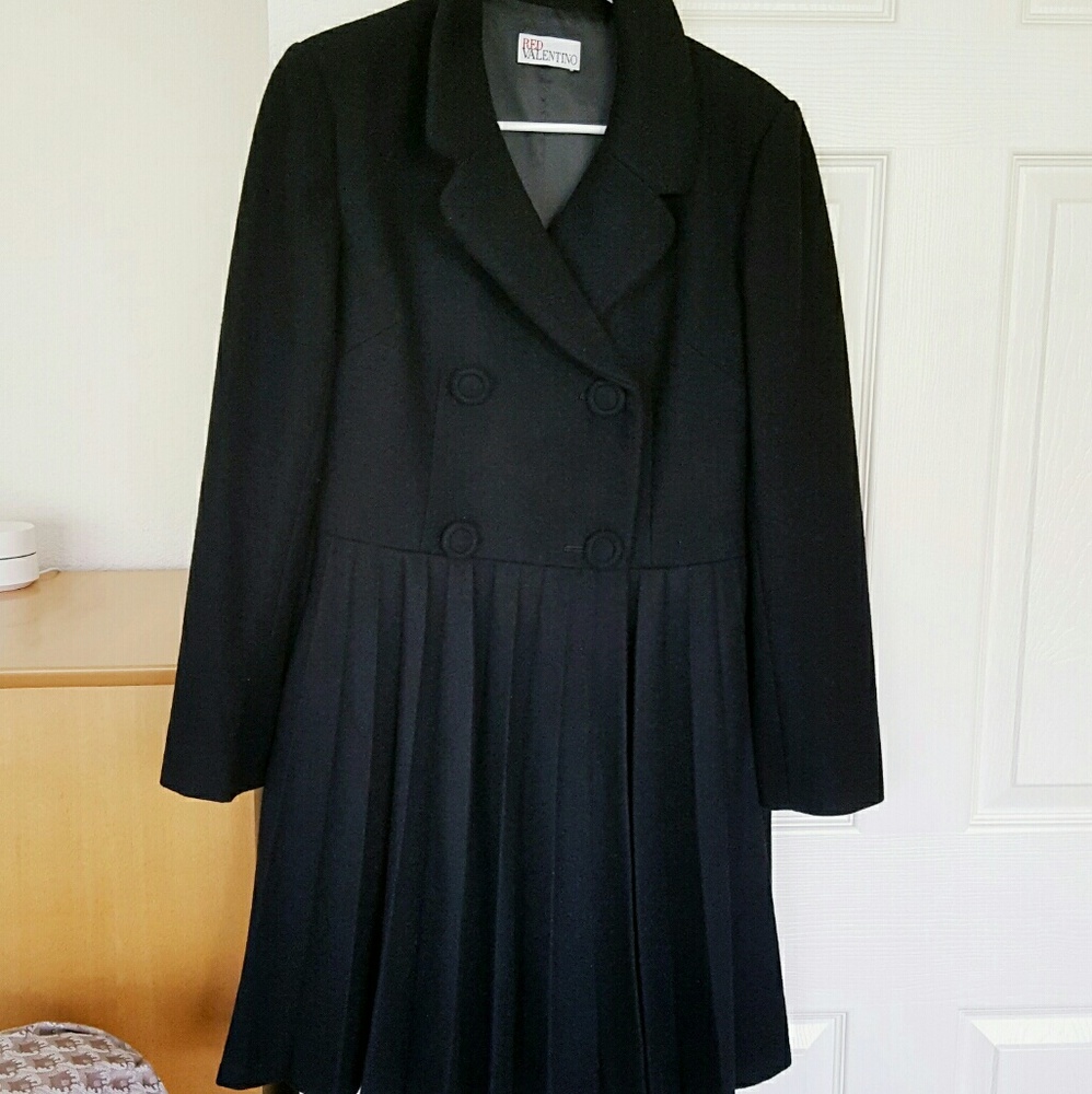 RED Valentino Pleated Wool Coat