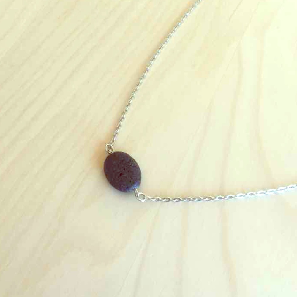 New Oval Black Lava Necklace -Essential Oil