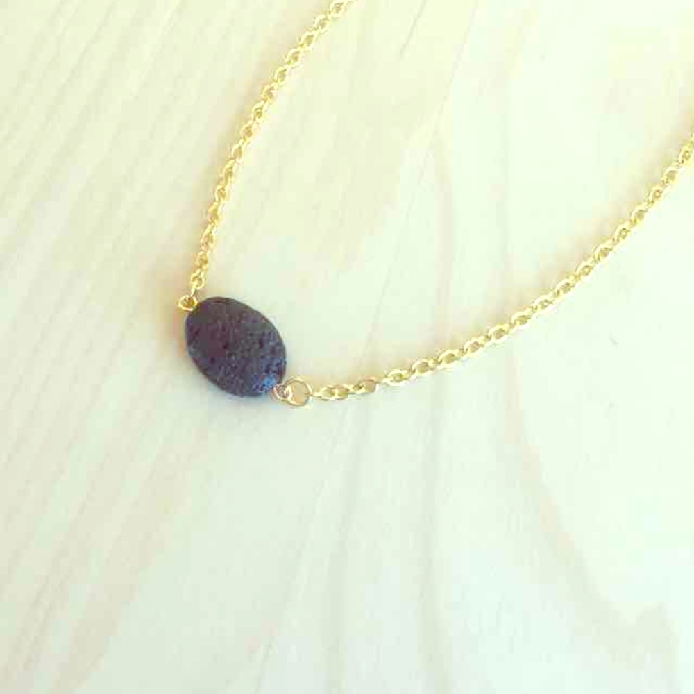 New Oval Black Lava Necklace -Essential Oil