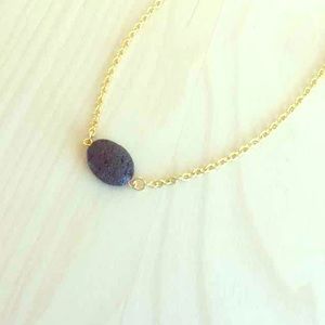 New Oval Black Lava Necklace -Essential Oil