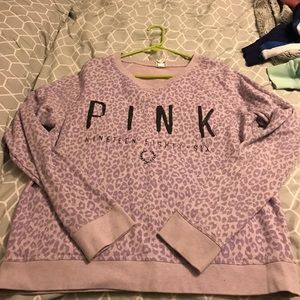 VS PINK purple leopard crew neck