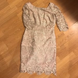 Champagne and Blush Flower Embroidered Dress