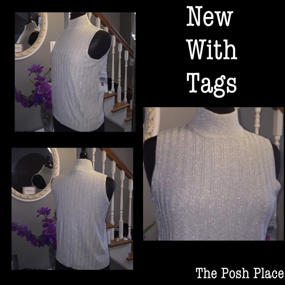 🍾Amanda Smith Silver Sleeveless Sweater🍾 NWT