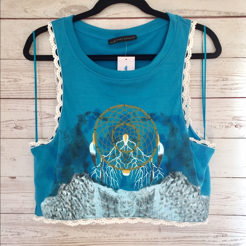 dream catcher crop top with lace detail