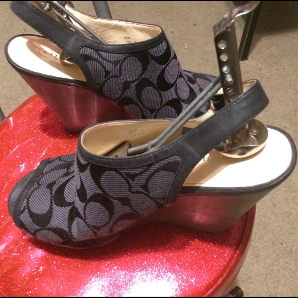 Size 8 Black Coach Wedges