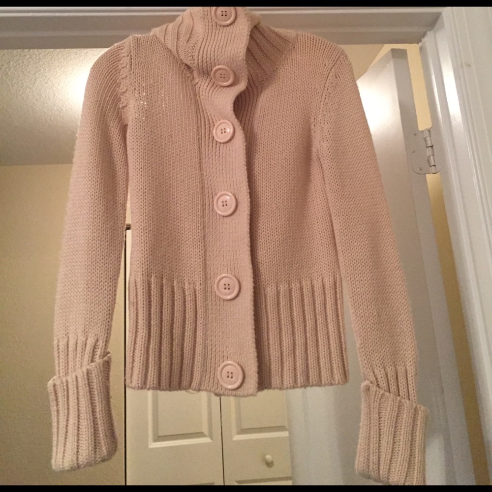 BEBE TAN BUTTON UP SWEATER barely worn