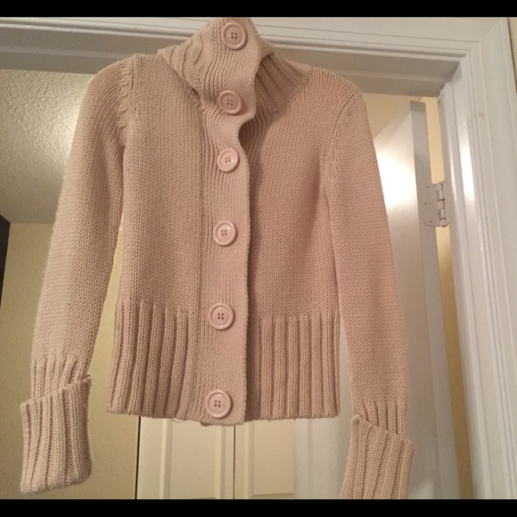 BEBE TAN BUTTON UP SWEATER barely worn - Picture 2 of 4