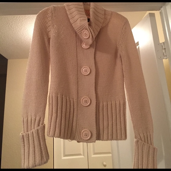 BEBE TAN BUTTON UP SWEATER barely worn - Picture 4 of 4