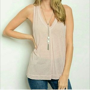 Pink Slub Knit Tank