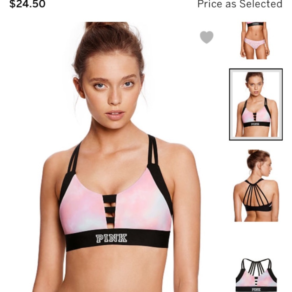 Pink strappy sports bra