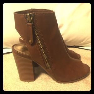 Madden Girl peep toe brown booties
