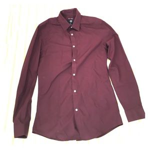 H&M burgundy button down shirt