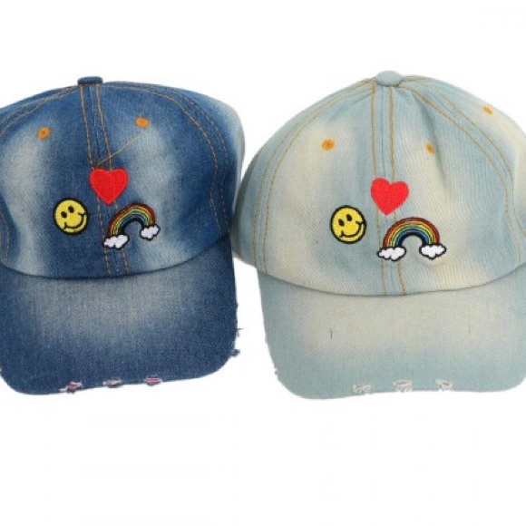 CCO sale! Destroyed light denim cap with smiley - Picture 2 of 5