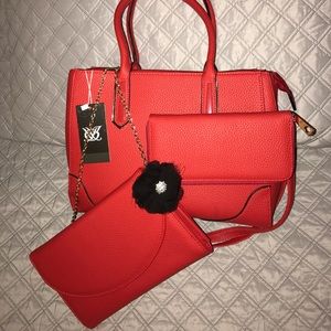 3 Piece Red Purse Set