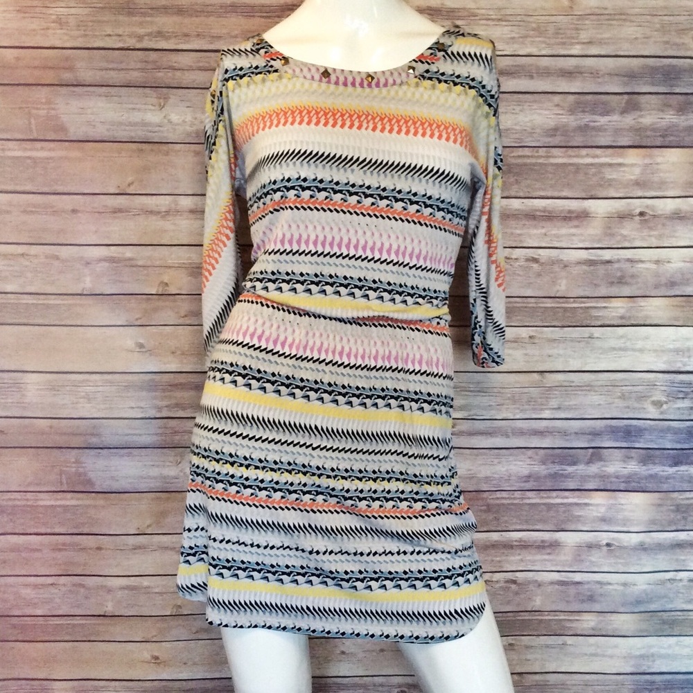 GUESS Patterned Studded Dress - Size 2 (EUC)