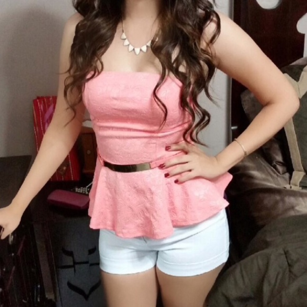Coral Peplum Shirt