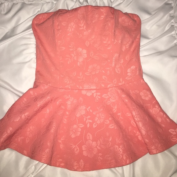 Coral Peplum Shirt - Picture 2 of 4