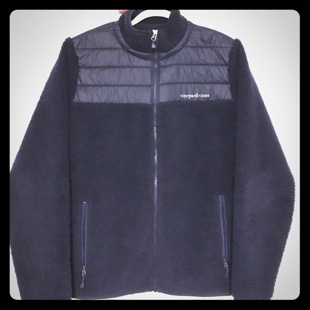 Vineyard Vines Navy Blue Sherpa Full-Zip Jacket