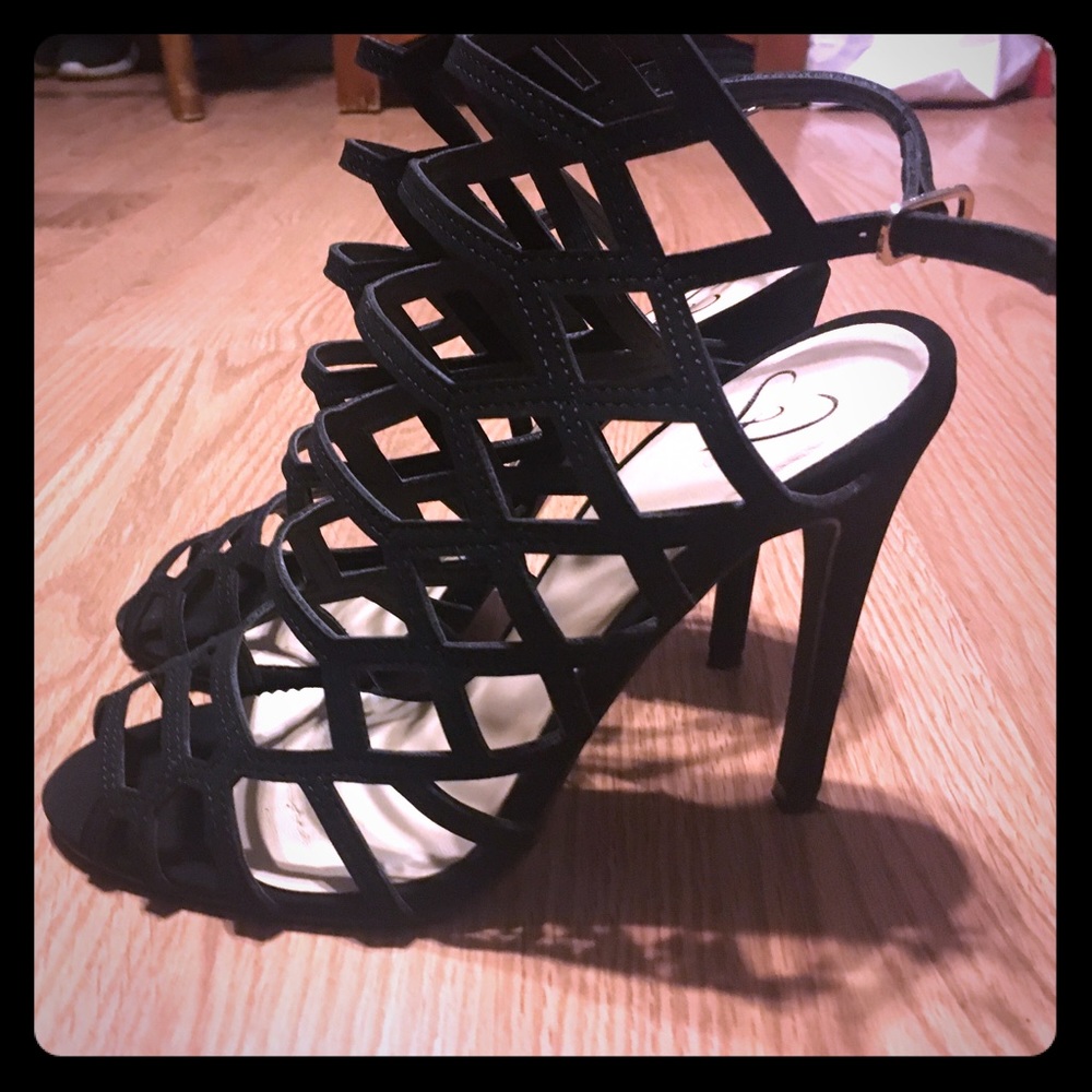 Black caged Heels