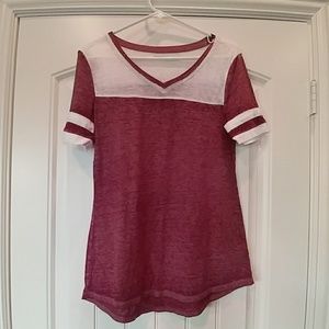 Maroon and white top
