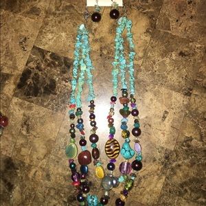 Women's nickel free free necklace & earring set