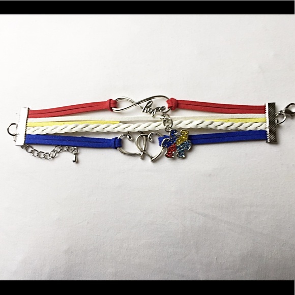 Autism awareness bracelet hope rainbow puzzle - Picture 2 of 2