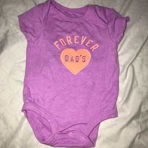 Baby girl Carter 3 mo purple onesie forever dads