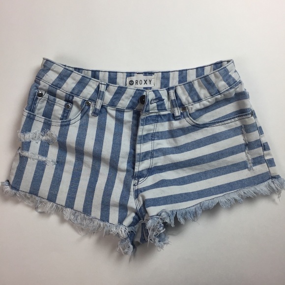 Striped Distressed Roxy Shorts - Picture 2 of 5