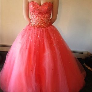 Coral Mori lee ball gown