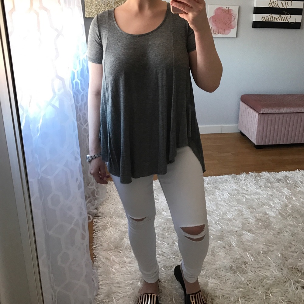 Light Jersey Charcoal Scoop Neck Tee - Picture 4 of 5