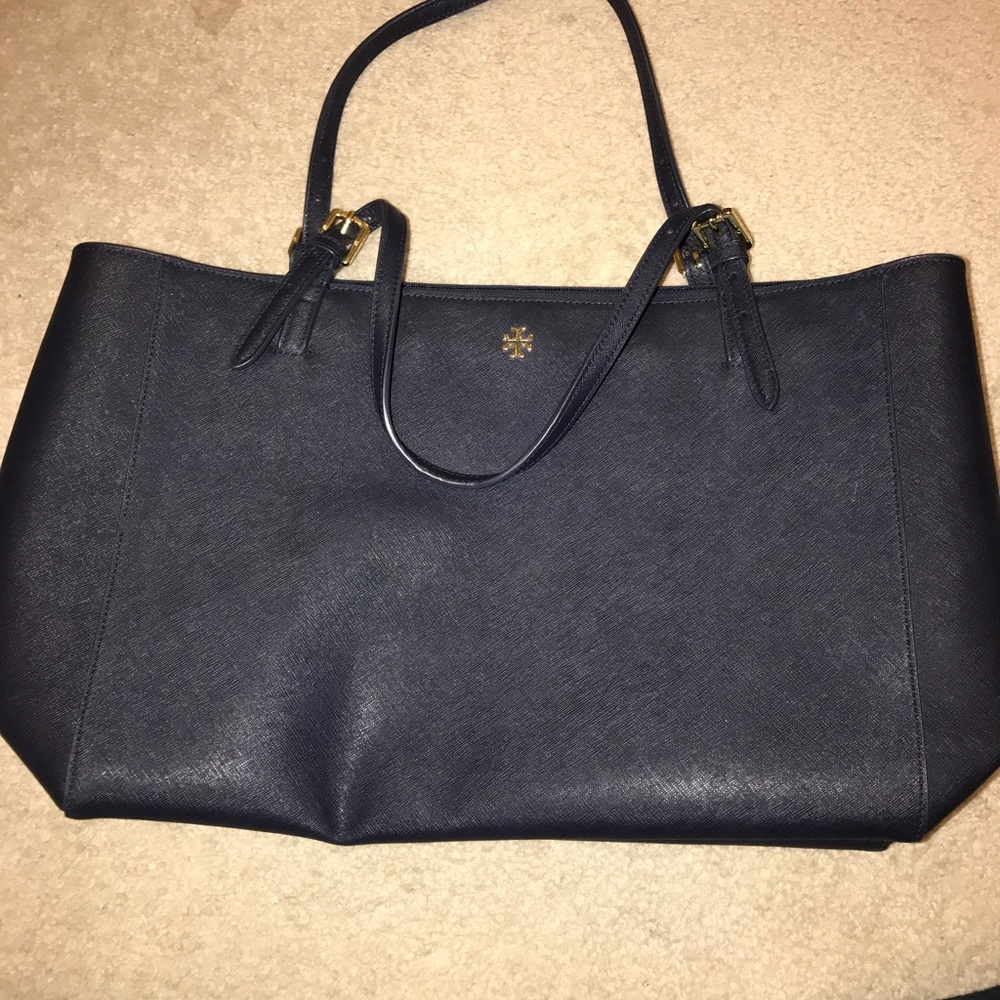 Tory Burch York Buckle Large Tote Navy Blue