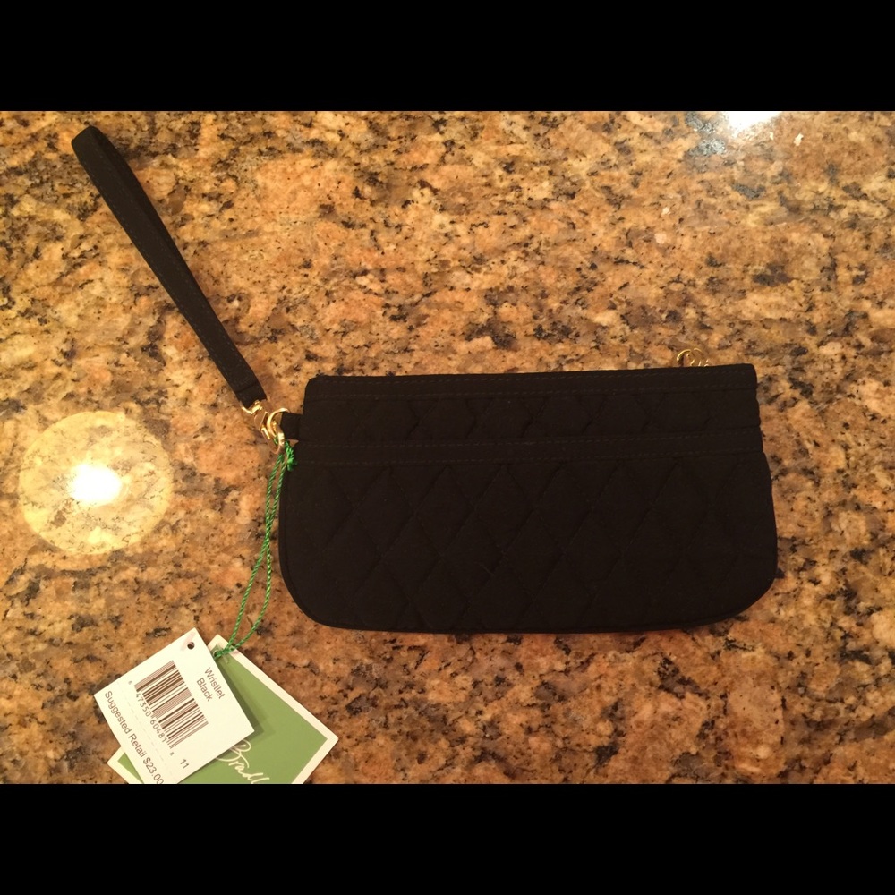 NWT Vera Bradley Classic Black Wristlet.