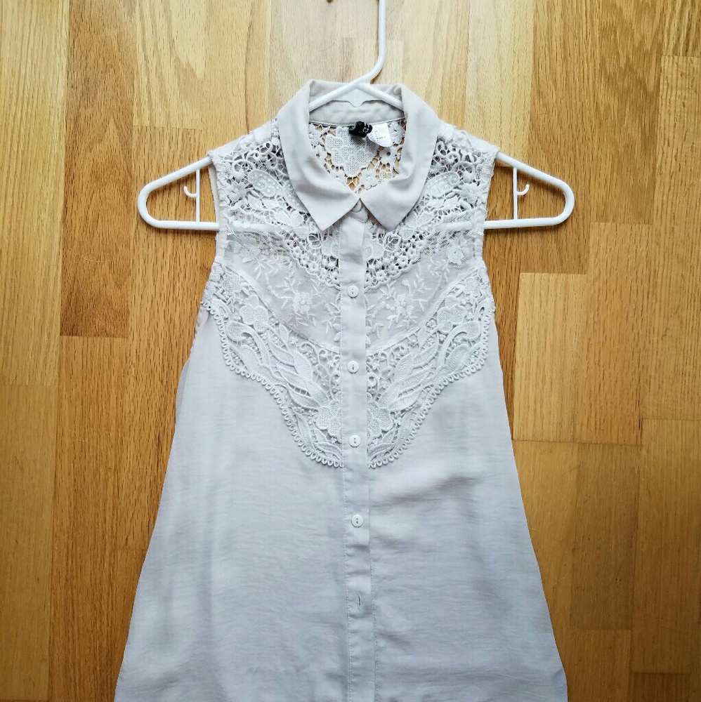 White Buttoned Lace Blouse