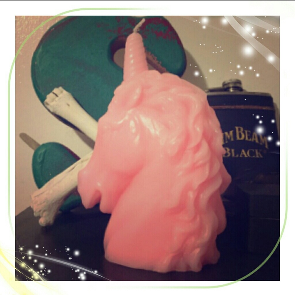 Urban outfitters pink unicorn decorative candle