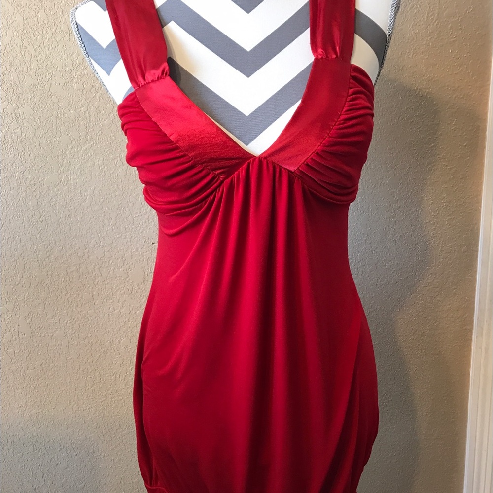 Short red dress with open back