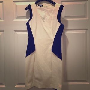 Bebe flattering black and white dress