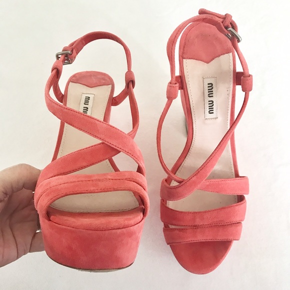 ❌SOLD❌ Miu Miu funky suede wedge heel sandals - Picture 3 of 8