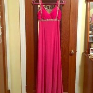 Pink Sequins Prom Dress