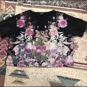 Black floral crop top