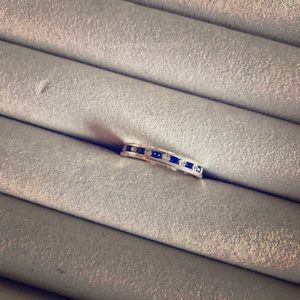 Diamond and sapphire stackable ring