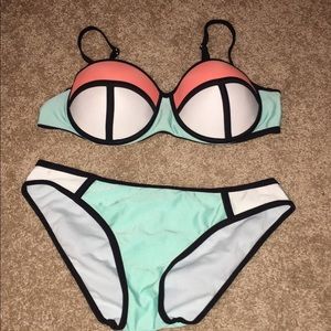 Adorable teal & peach bikini