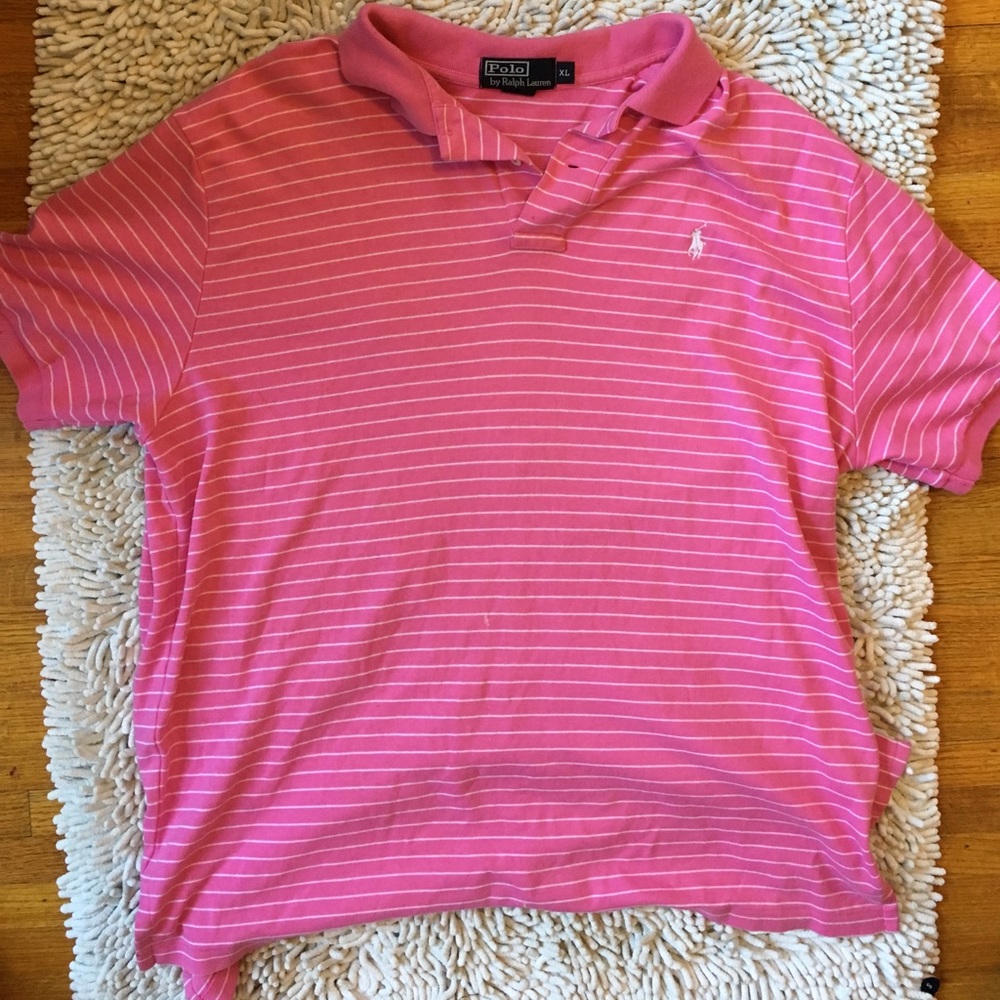 Pink stripped polo
