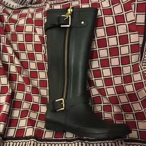 Henry Ferrera black and gold rain boots