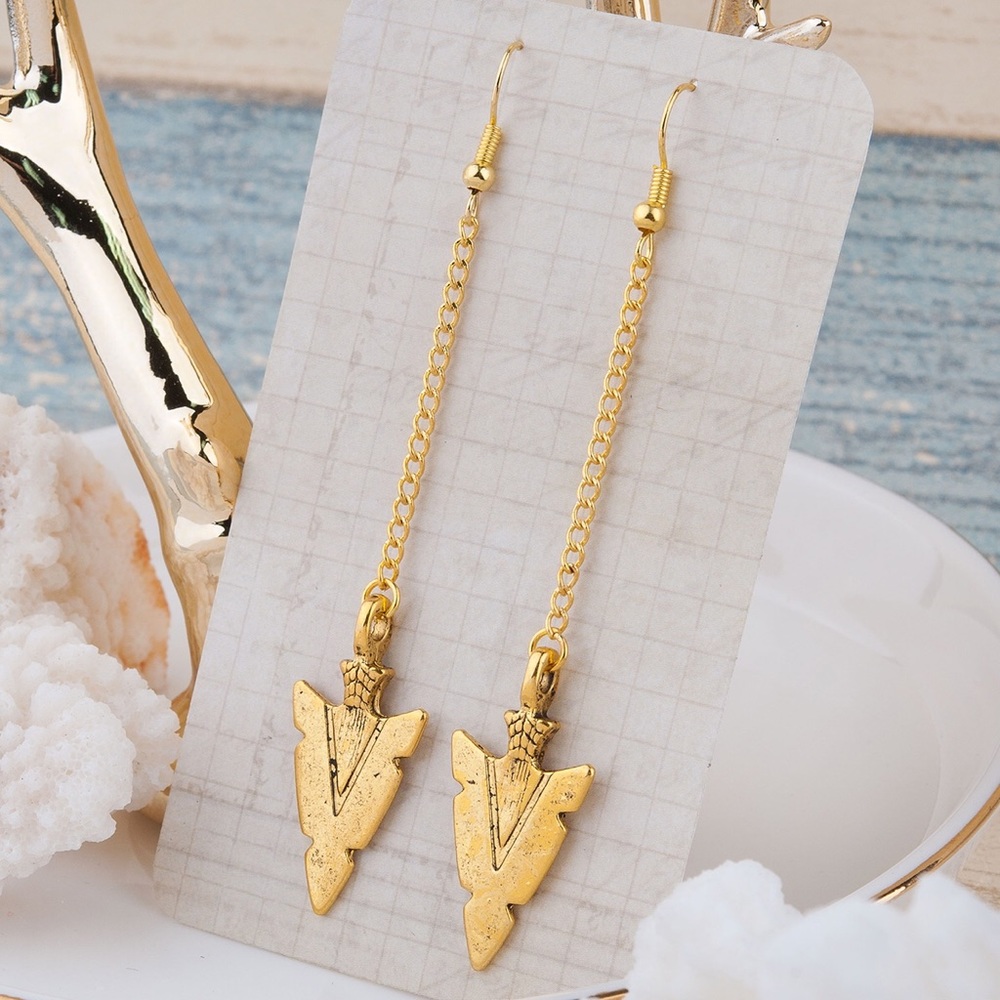 Gold Arrowhead Earrings.
