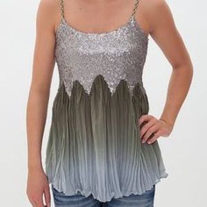 BKE green and silver sequin tank
